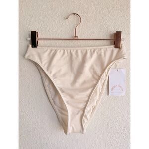 Dippin Daisys Seashore High Waist Textured Cheeky Bikini Bottom in Cream S NWT